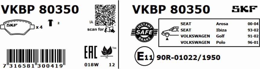 SKF VKBP 80350 - Jarrupala, levyjarru inparts.fi