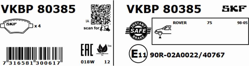 SKF VKBP 80385 - Jarrupala, levyjarru inparts.fi