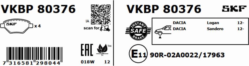 SKF VKBP 80376 - Jarrupala, levyjarru inparts.fi