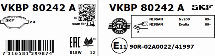 SKF VKBP 80242 A - Jarrupala, levyjarru inparts.fi