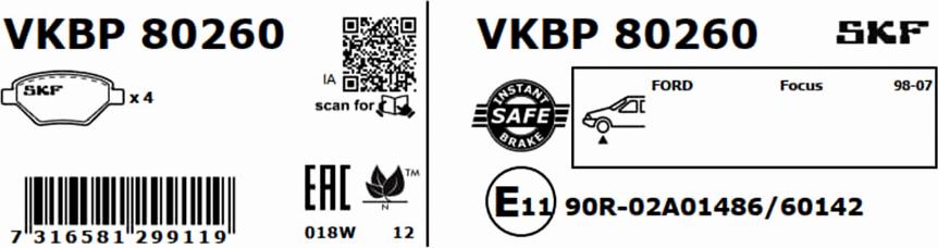 SKF VKBP 80260 - Jarrupala, levyjarru inparts.fi