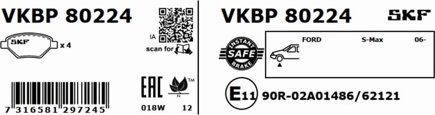 SKF VKBP 80224 - Jarrupala, levyjarru inparts.fi