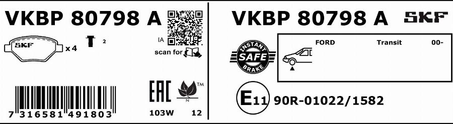 SKF VKBP 80798 A - Jarrupala, levyjarru inparts.fi