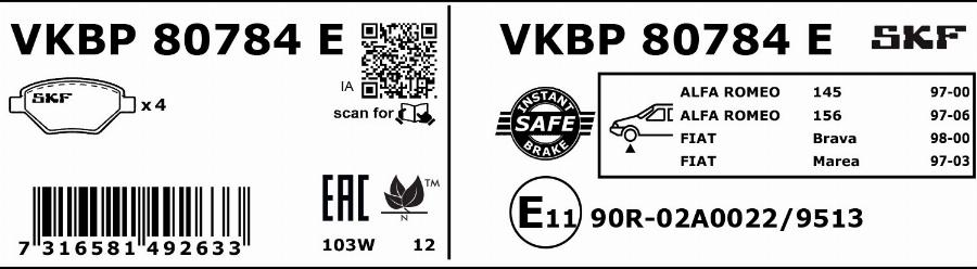 SKF VKBP 80784 E - Jarrupala, levyjarru inparts.fi