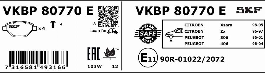 SKF VKBP 80770 E - Jarrupala, levyjarru inparts.fi