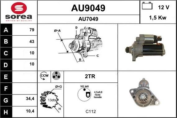SNRA AU9049 - Käynnistinmoottori inparts.fi