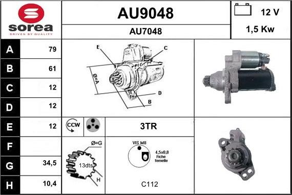 SNRA AU9048 - Käynnistinmoottori inparts.fi