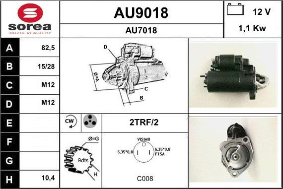 SNRA AU9018 - Käynnistinmoottori inparts.fi