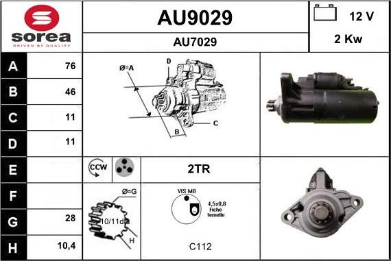 SNRA AU9029 - Käynnistinmoottori inparts.fi