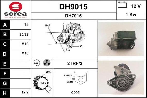 SNRA DH9015 - Käynnistinmoottori inparts.fi