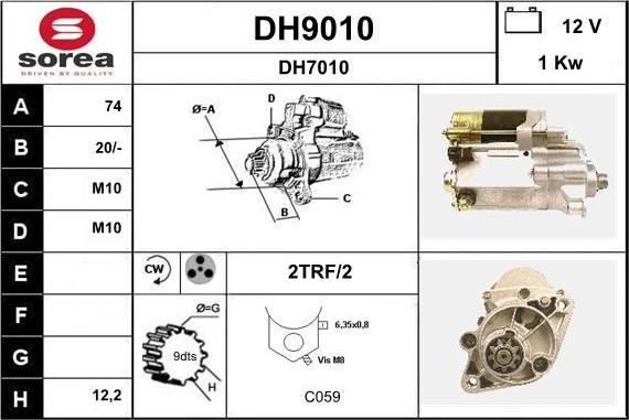 SNRA DH9010 - Käynnistinmoottori inparts.fi