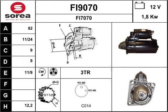SNRA FI9070 - Käynnistinmoottori inparts.fi
