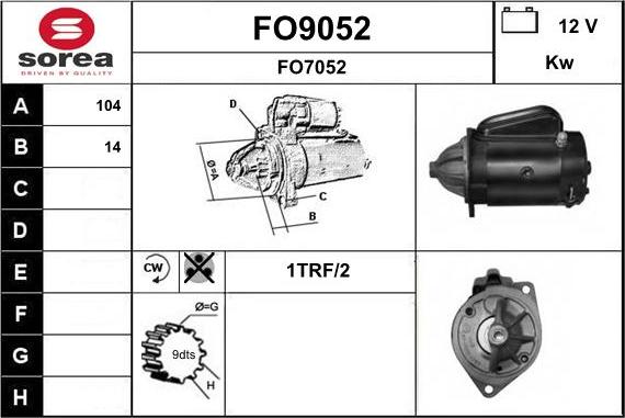 SNRA FO9052 - Käynnistinmoottori inparts.fi