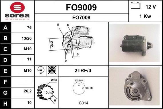 SNRA FO9009 - Käynnistinmoottori inparts.fi