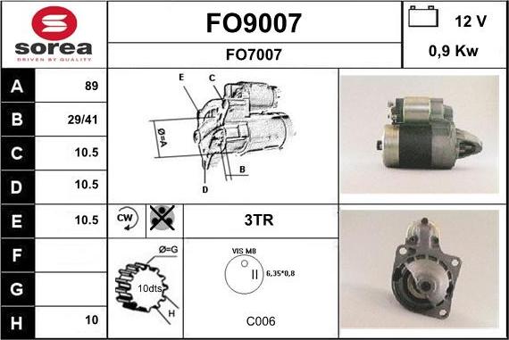 SNRA FO9007 - Käynnistinmoottori inparts.fi