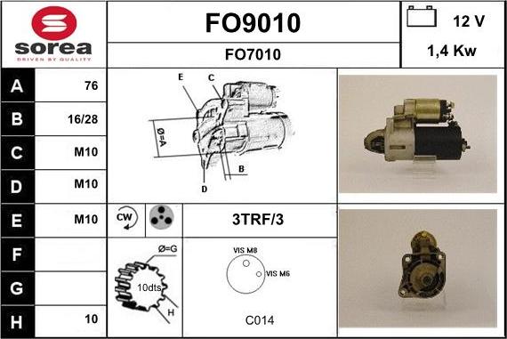 SNRA FO9010 - Käynnistinmoottori inparts.fi