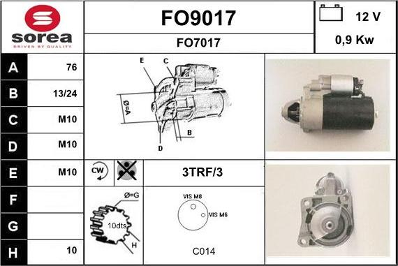 SNRA FO9017 - Käynnistinmoottori inparts.fi