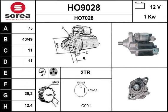 SNRA HO9028 - Käynnistinmoottori inparts.fi