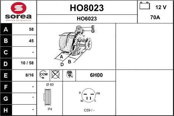 SNRA HO8023 - Laturi inparts.fi