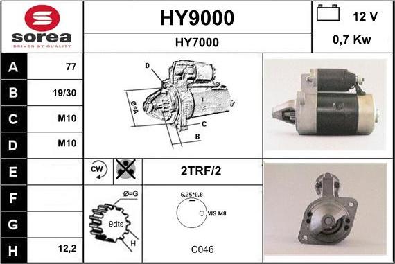 SNRA HY9000 - Käynnistinmoottori inparts.fi
