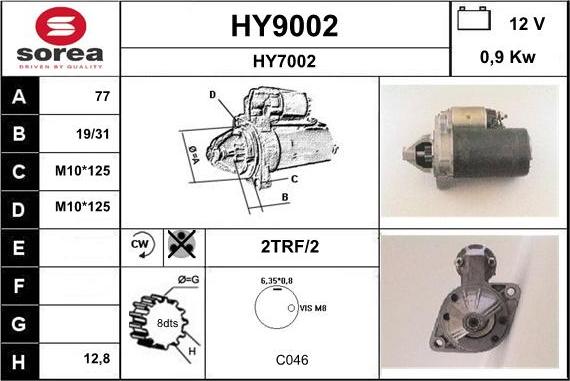 SNRA HY9002 - Käynnistinmoottori inparts.fi