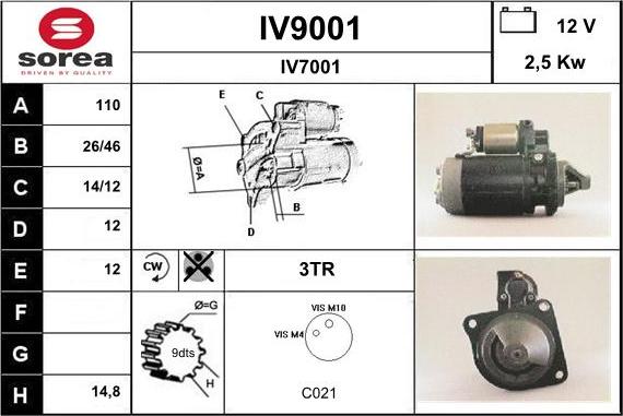 SNRA IV9001 - Käynnistinmoottori inparts.fi