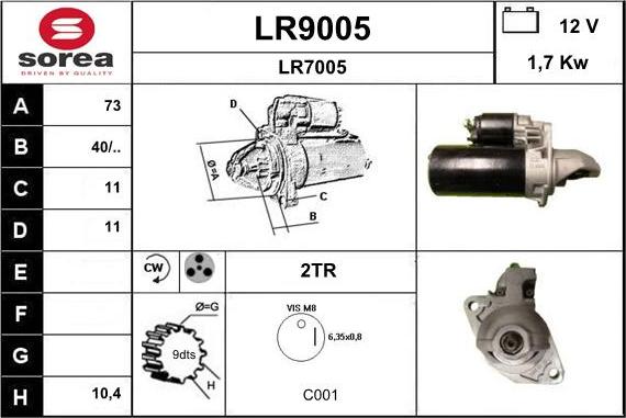 SNRA LR9005 - Käynnistinmoottori inparts.fi