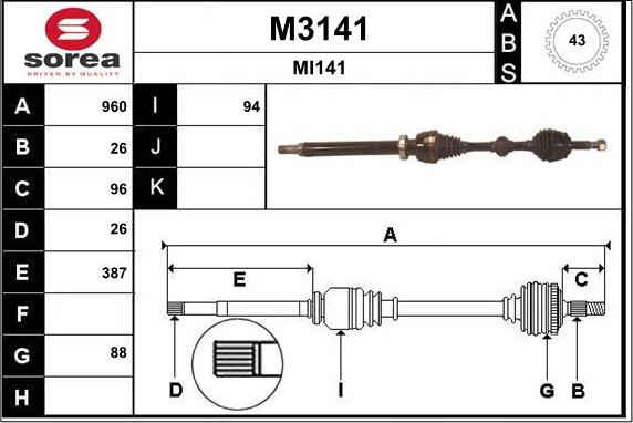 SNRA M3141 - Vetoakseli inparts.fi