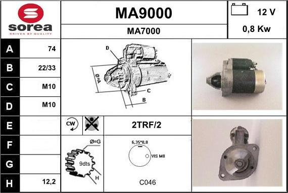 SNRA MA9000 - Käynnistinmoottori inparts.fi