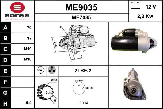 SNRA ME9035 - Käynnistinmoottori inparts.fi