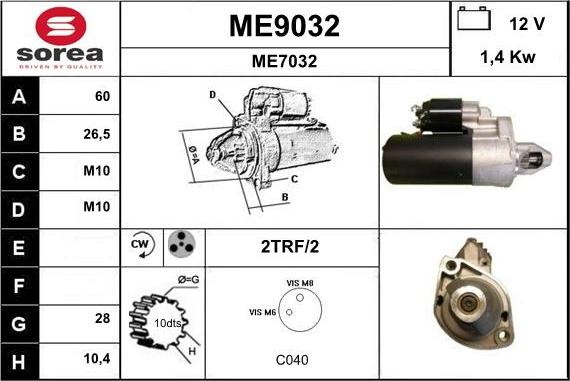 SNRA ME9032 - Käynnistinmoottori inparts.fi