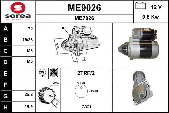 SNRA ME9026 - Käynnistinmoottori inparts.fi