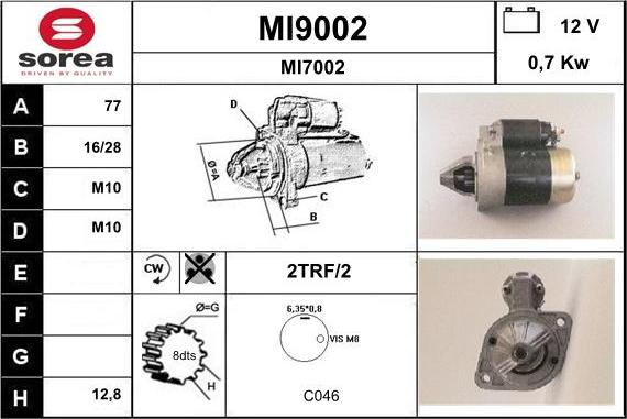 SNRA MI9002 - Käynnistinmoottori inparts.fi