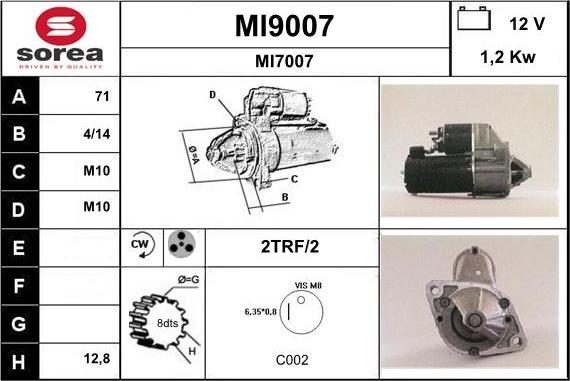 SNRA MI9007 - Käynnistinmoottori inparts.fi