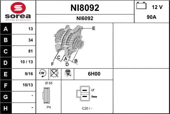 SNRA NI8092 - Laturi inparts.fi