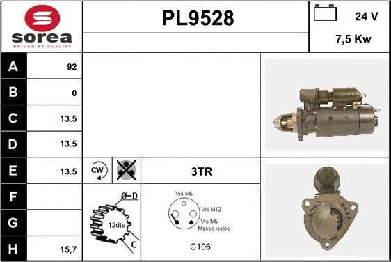 SNRA PL9528 - Käynnistinmoottori inparts.fi