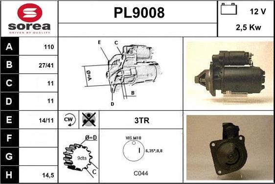 SNRA PL9008 - Käynnistinmoottori inparts.fi