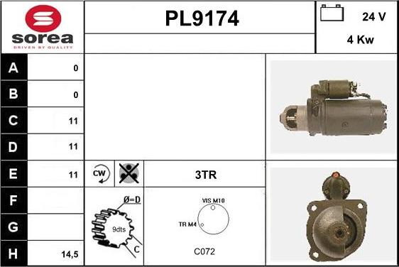 SNRA PL9174 - Käynnistinmoottori inparts.fi