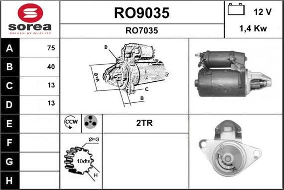 SNRA RO9035 - Käynnistinmoottori inparts.fi