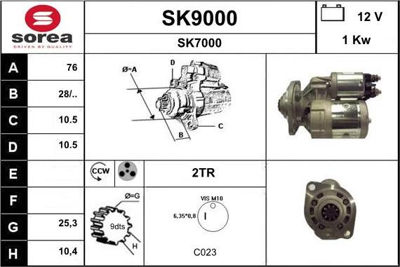 SNRA SK9000 - Käynnistinmoottori inparts.fi