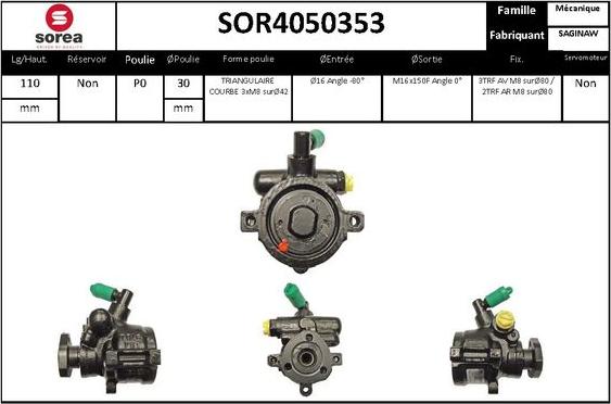 SNRA SOR4050353 - Hydrauliikkapumppu, ohjaus inparts.fi