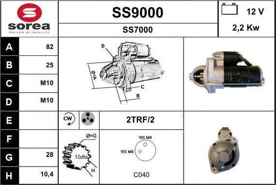 SNRA SS9000 - Käynnistinmoottori inparts.fi