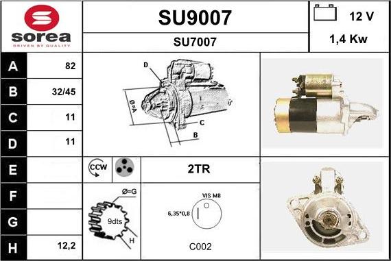 SNRA SU9007 - Käynnistinmoottori inparts.fi