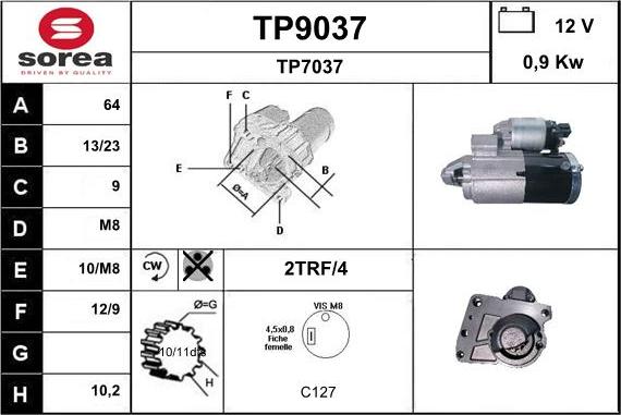 SNRA TP9037 - Käynnistinmoottori inparts.fi