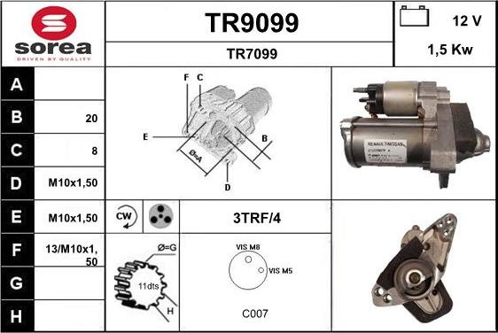 SNRA TR9099 - Käynnistinmoottori inparts.fi