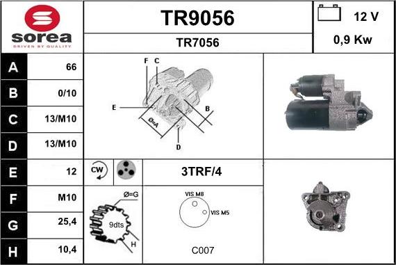 SNRA TR9056 - Käynnistinmoottori inparts.fi