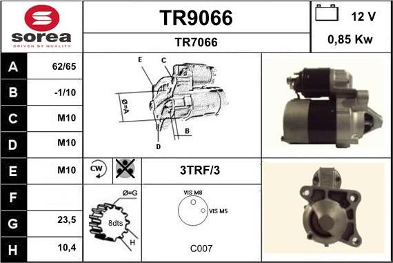 SNRA TR9066 - Käynnistinmoottori inparts.fi