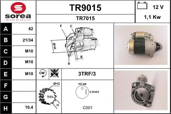 SNRA TR9015 - Käynnistinmoottori inparts.fi