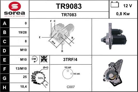 SNRA TR9083 - Käynnistinmoottori inparts.fi