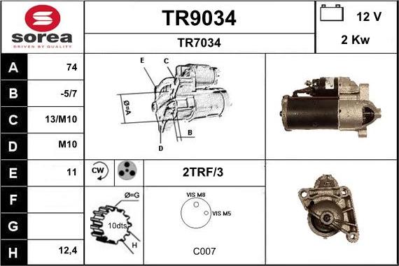 SNRA TR9034 - Käynnistinmoottori inparts.fi